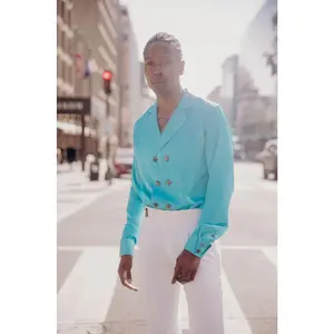 Eyra Sky Blue Fluid Fit Shirt
