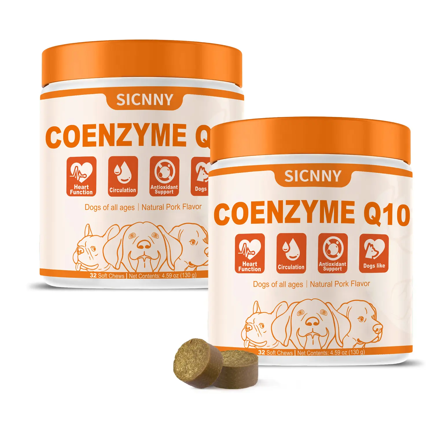 SICNNY Taurine Supplement for Dogs | With CoQ10 | Easy-to-Give Chews for Everyday Balance