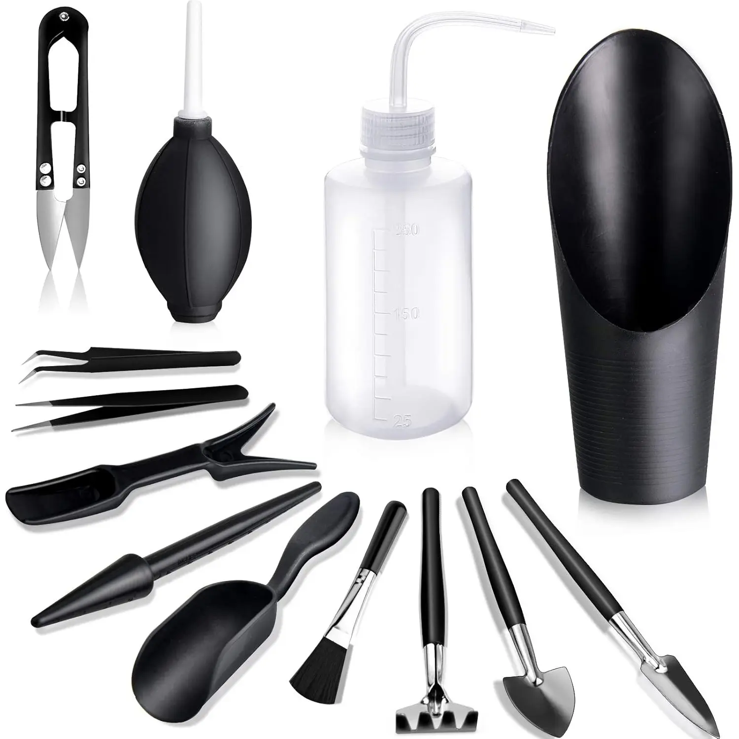 13Pcs Succulent Tools Black Mini Garden Tool Set, Transplanting Tools Set,Succulent Care kit for Succulent Miniature Gardening Plant Garden Accessories - Home Improvement.