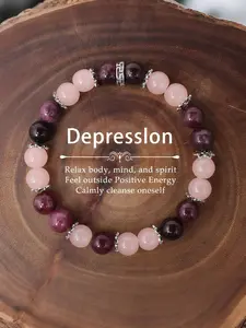 Handmade Rose Quartz Beaded Bracelet, Fashionable Stone Beaded Bracelet for Women & Men, Trendy All-match & Exquisite Jewelry for Birthday Gift, Stackable Bracelets, Jewelry Gifts