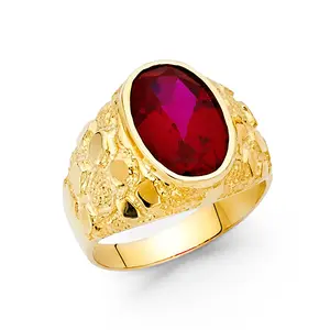 14-Karat Yellow Nugget-Look Everyday Male Ring, Size 10 (Gent's 14-Karat Gold Fashion Accessory)