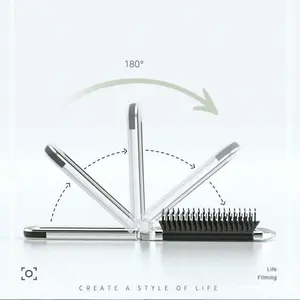 1pc Customizable Engraved Name Air Cushion Massage Hair Brush, Bow-Tie Travel Brush, Folding Brush With Integrated Mirror, Customizable Laser Engraved Folding Air Cushion Hair Brush, Personalized Portable Travel Brush, Mini Brush Gift Suitable For Friends