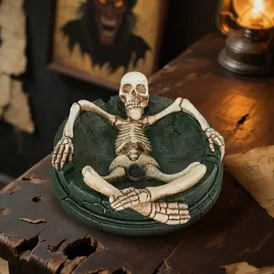 Creative Skull Resin Ashtray Fun Head Desktop Cylinder Halloween Skeleton Skeleton Ashtray Halloween family ornaments