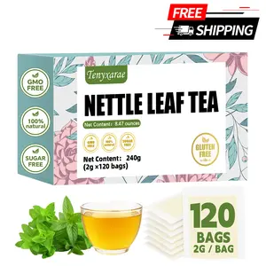 Organic Nettle Leaf Tea Bags–120 Tea Bags (2g/Bag), Crafted with 100% Natural Nettle Leaves | Helps with Boost metabolism and Soothe joints | Caffeine-Free | Sugar-Free | Gluten-Free | Vegan | Individually Wrapped Eco-Friendly Tea Bags