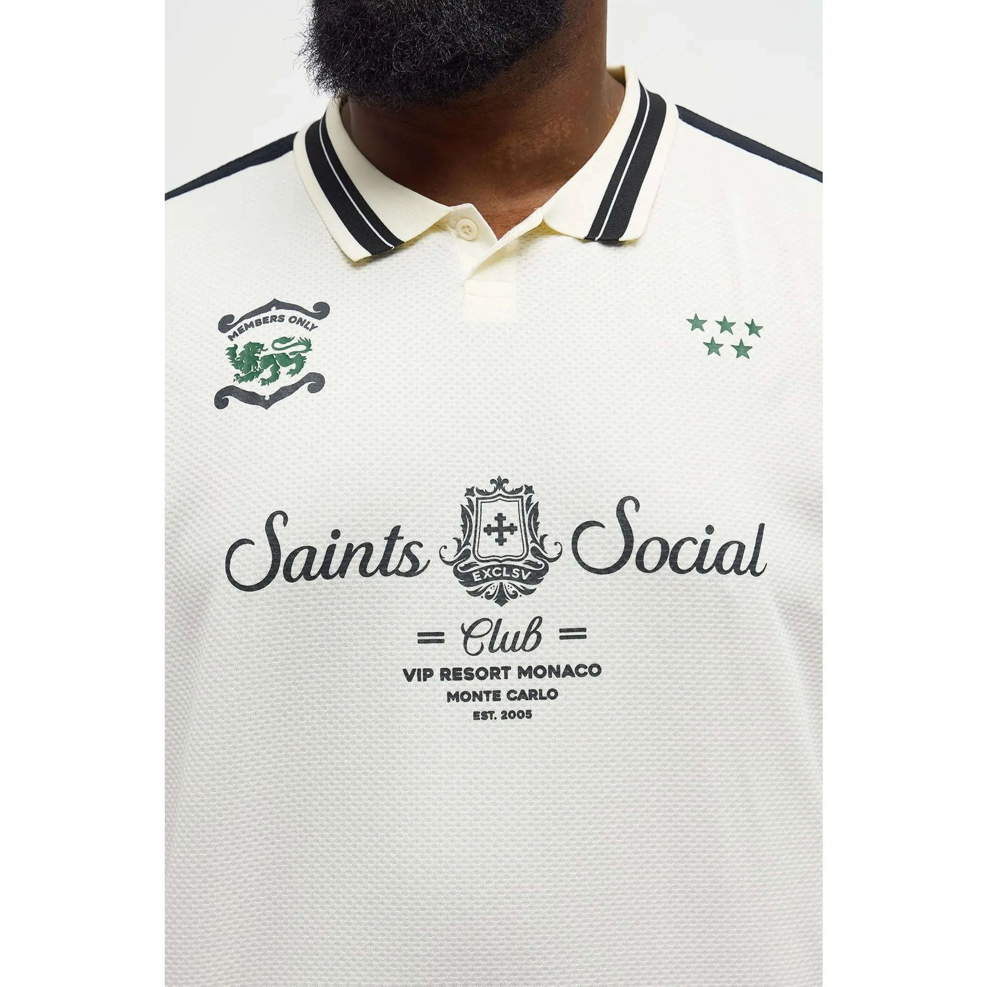 Saints Social Long Sleeve Jersey Polo - Ivory - TikTok Shop