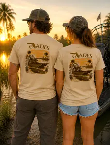 Glades Airboat T-Shirt | Florida Alligator & Swamp Scene Graphic Tee | Retro Everglades Outdoor Shirt