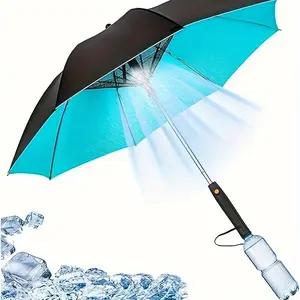 One Rechargeable Three In One Combination Cooling Umbrella With Fan And Spray Cover Plastic Multicolor