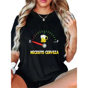 100% Cotton Necesito Cerveza I Need Beer In Spanish Design T-Shirt Casual Short Sleeve Shirt Vintage Graphic Tees Men's Clothing