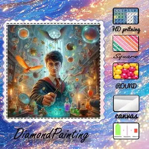 5D DIY, advanced velour canvas, diamond art, diamond painting kit, magic school, fantasy world, AB diamonds, fairy dust diamonds, crystal diamonds, perfect home decoration, handmade diamond art painting kit, special craft diamond art kit.