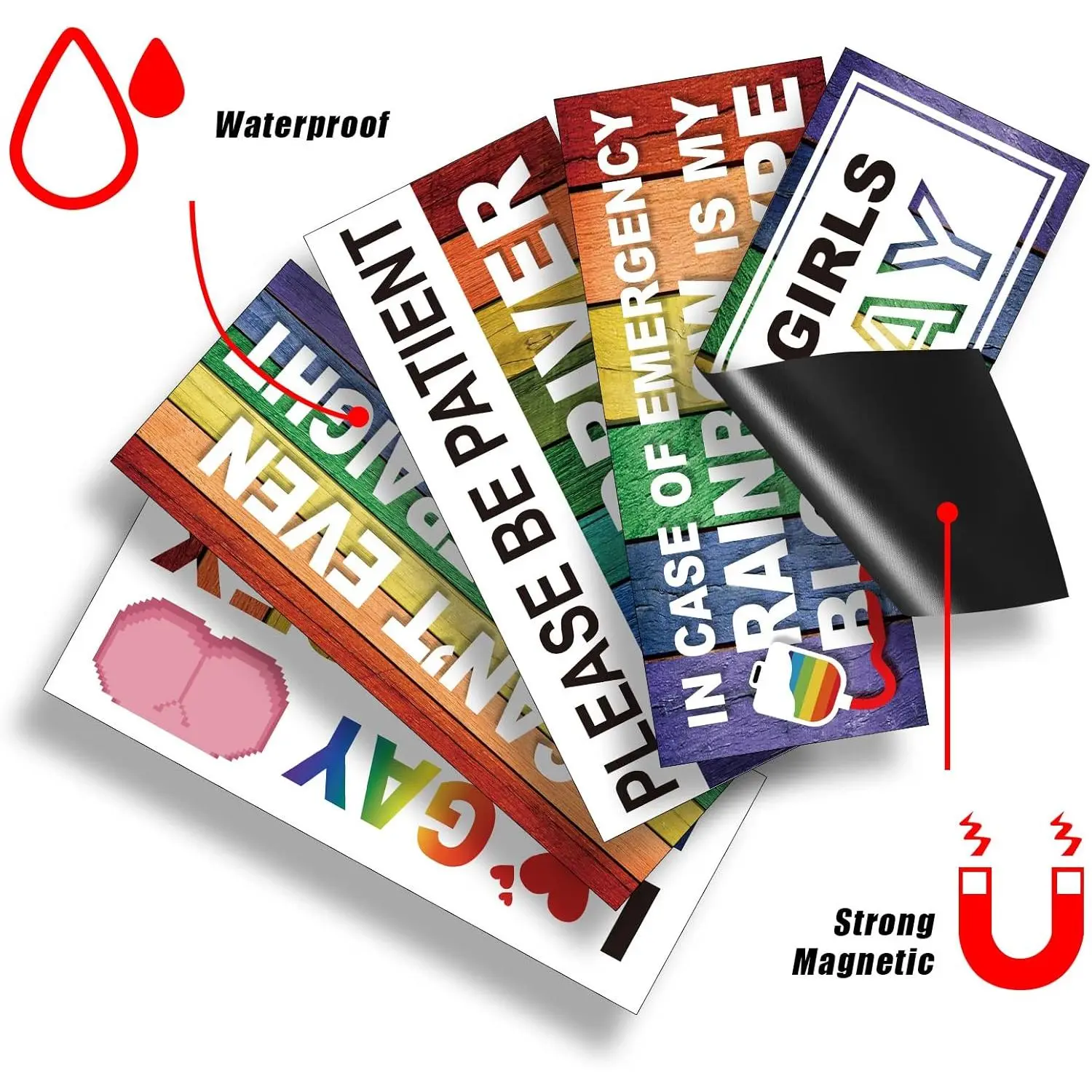 10PCS Funny Pride Gay Car Bumper Magnets: Bulk Magnetic Rainbow Decals Decorations for LGBT Parade Decor, Refrigerator, Truck, Prank Gift Ideas