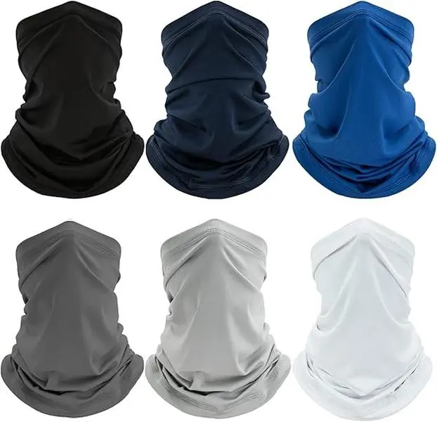 6-Pack Polyester Summer Cooling Neck Gaiter Mask Scarf - Breathable, UV-Shielding Multi-Use Neck Gaiter Headwear, 1 Size Headwrap for Youth Outdoor Sports, Face Covering