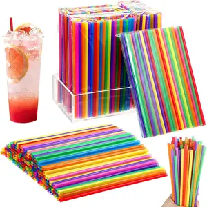 100pcs Colorful Plastic Drinking Straws 0.24 Inch Diameter for DIY, Reusable Long Coffee and Cocktail Straws, Perfect for Parties, Soft Straw