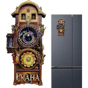 Astronomical Clock Fridge Magnet, Magnetic Refrigerator Sticker, Travel Souvenir for Kitchen, Home, Office, Memory Keepsake, Unique Gift