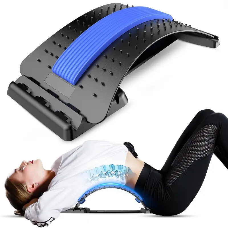 Level 4 Adjustable Lumbar Splint Stretcher - Back Cracking Device for Low Back Pain Relief, Scoliosis Massage & Spine Decompression