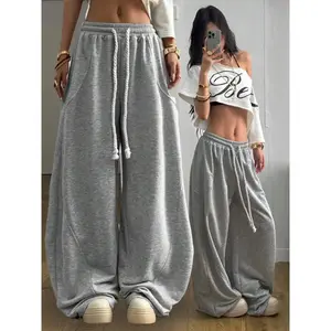 Women's Fashion Comfortable Versatile Casual Lazy Design Drawstring Pants, Stylish Ladies' Clothing for Everyday Wear