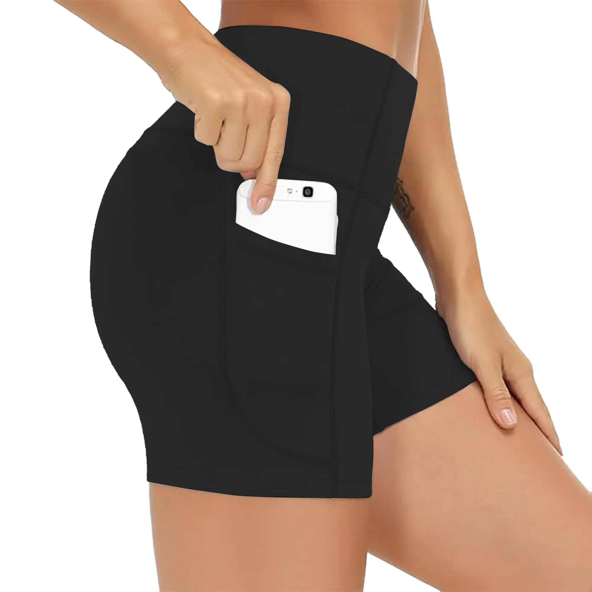 Gym shorts, women's sports shorts, breathable dolphin-style slit elastic casual yoga shorts