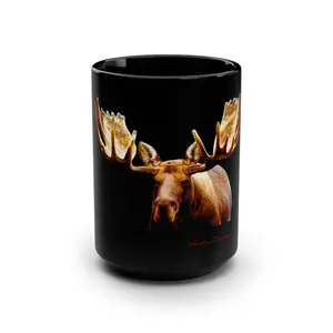 Mug Moose Coffee Cup Black Mug,  Gift for Him Gift for Her Moose Alaska Moose Lover animal wildlife moose tea cup #361