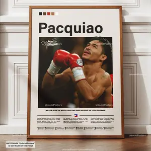Manny Pacquiao Poster, Pacquiao Print Wall Art, Framed Pacman Decor, Boxing Legend Poster, Boxing Print Gift Idea, Pacquiao Boxing Fan Gift