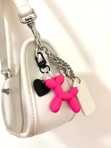Heart-shaped Tag & Colored Balloon Dog Design Keychain | Pendant Decor Cute Key Ring | Hanging Decor for Key Schoolbag