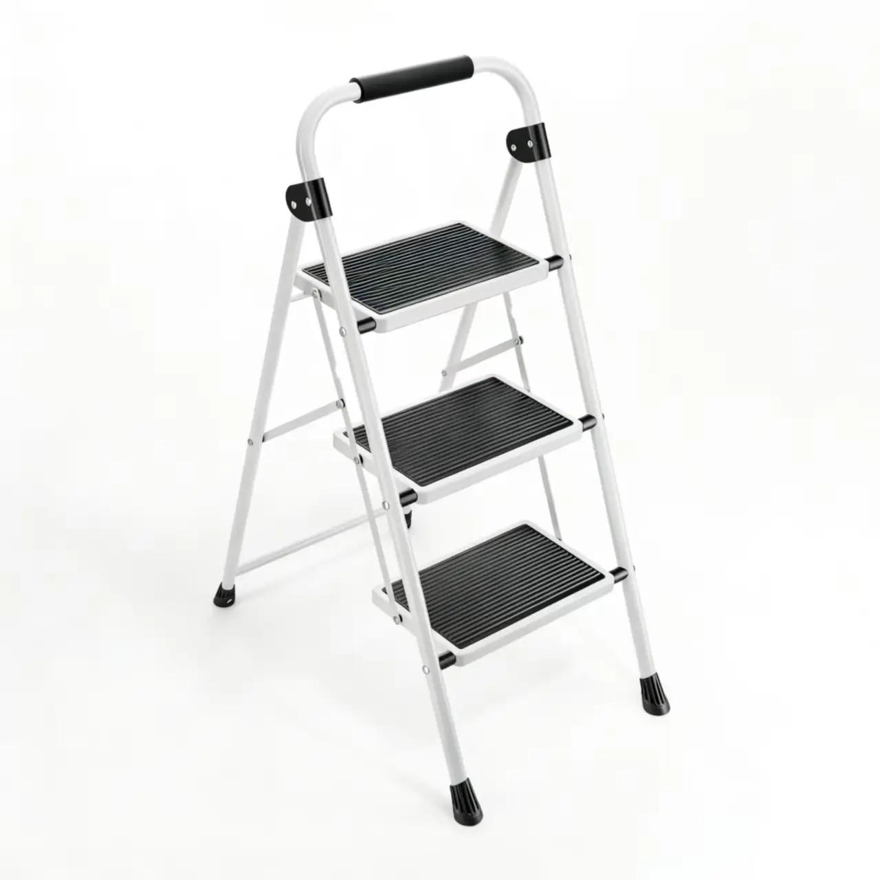 Foldable Step Ladder for Home - 2/3 Step Portable Ladder with Wide Anti-Slip Pedal, Tall Sturdy Folding Ladder with Handgrip for Household & Kitchen Use