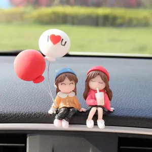 Cartoon couple designed car accessories, cute couple car interior decorations, car interior decoration accessories, boys and girls gifts