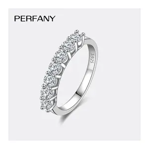 PERFANY 3mm Moissanite Stackable Ring for Women, S925 Sterling Silver Eternal Wedding Band
