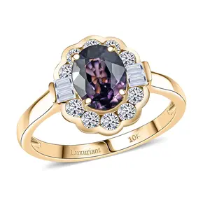 AAA Lavender Spinel and GH SI Luxuriant Lab Grown Diamond 2.00 ctw Ring in 10K Yellow Gold Size 7 Christmas Gifts