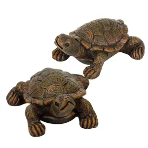2Pcs Garden Tortoise Statue Turtle Figurine Lawn Art Ornament Patio Home Decor