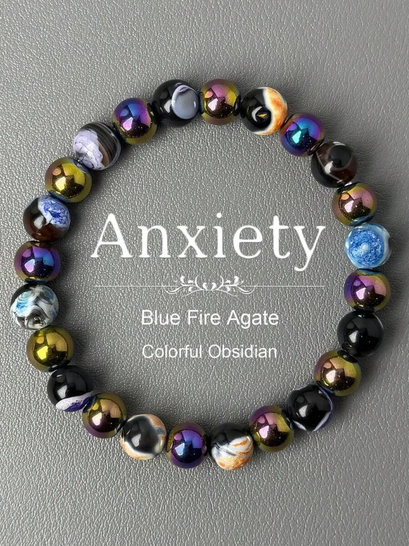 Elegant Blue Fire Agate Bracelet - 8mm Natural Beads For Mental Clarity & Focus, Ideal Jewelry Gifts For Loved Ones, Relax Bracelet, Beaded Bracelets, Anti Anxiety Jewelry|Decorative Bracelet|Polished Stone Bracelet, Beads For Bracelets