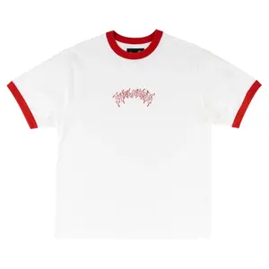 Welcome Skateboards Shirt Barb Ringer White/Red