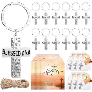 Blessed Dad Father's Day Gifts Bulk Set – Bible Verse Cross Keychains, Inspirational Christian Gifts for Men, Religious Dad Gift with Cards & Bags, Church Giveaways, Scripture Keyrings for Him, sentimental gifts for dad, godly man