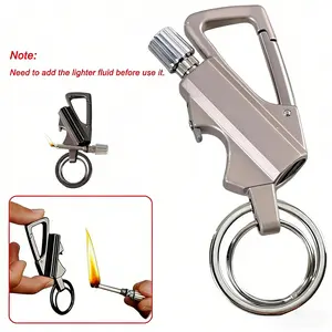 Lighter, Reusable Waterproof Flint Fire Starter with Keychain and Bottle Opener, Windproof Metal Kerosene Lighter for Outdoor Camping Hiking Survival (Not Include Lighter Fluid)