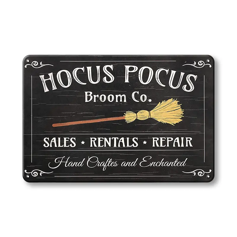 Spooky Hocus Pocus 8x12 in Metal Halloween Door Sign - Festive Home Decor Signage for Front Porch, Indoor/Outdoor Decoration