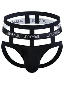 LGBTQ+ Men's Letter Tape Sexy Jock Strap, Breathable Comfortable Cut Out Design Jocky for Daily Wear, Fashion Men's Underwear for All Seasons Jockstrap