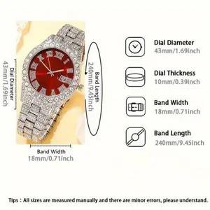 Set(4PCS) Personalized Handsome Pointer Style Men's Quartz Watch, Fashionable Men's Selected Watch