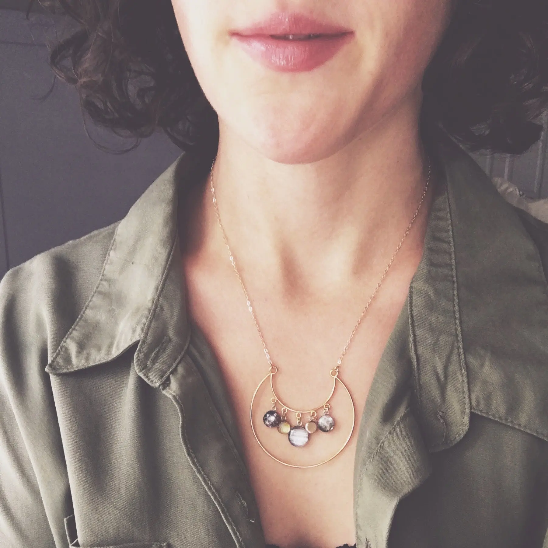 Handmade Galilean Moons of Jupiter Statement Necklace