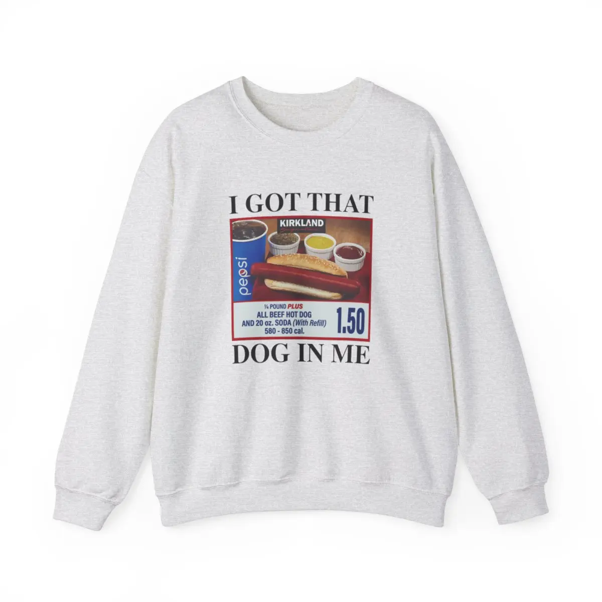 Costco Hot Dog, Sweatshirt, Crewneck, Pullover, Custom, Custom Printing, Women, Men, Cotton, Comfy, Gift, Cute, Funny, Food