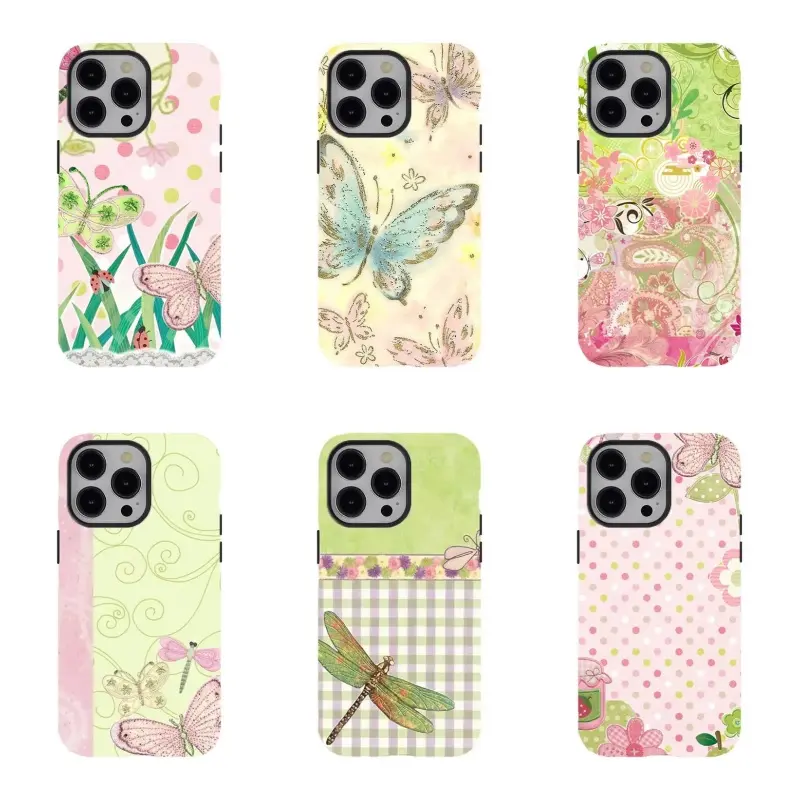 Pastel Butterflies Floral Custom Smartphone Cover - Cute Cottagecore Protective Wireless Handheld Cellphone Accessory with Resistance, Fit for iPhone 17/16/15/14/13/12/11 ProMax Plus,  Ideal Gift for Friends