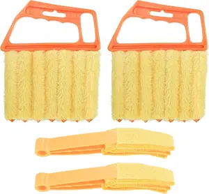 4Pcs Window Venetian Blind Cleaner Duster Tool, Include 2Pcs 7 Finger Blind Duster Brush & 2Pcs Shutter Cleaner Brushes, Blinds Cleaning Brush Tool for Blinds Air Conditioner Vent Keyboard Zxglxinyao