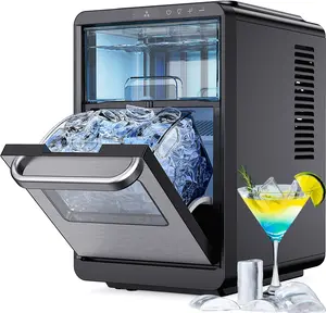 Silonn Countertop Ice Maker – Crystal-Clear, Slow-Melting Ice, Self-Cleaning Machine with Adjustable Thickness & Timer, Makes 16 Pcs in 15 Mins, Up to 2000 Cubes Daily