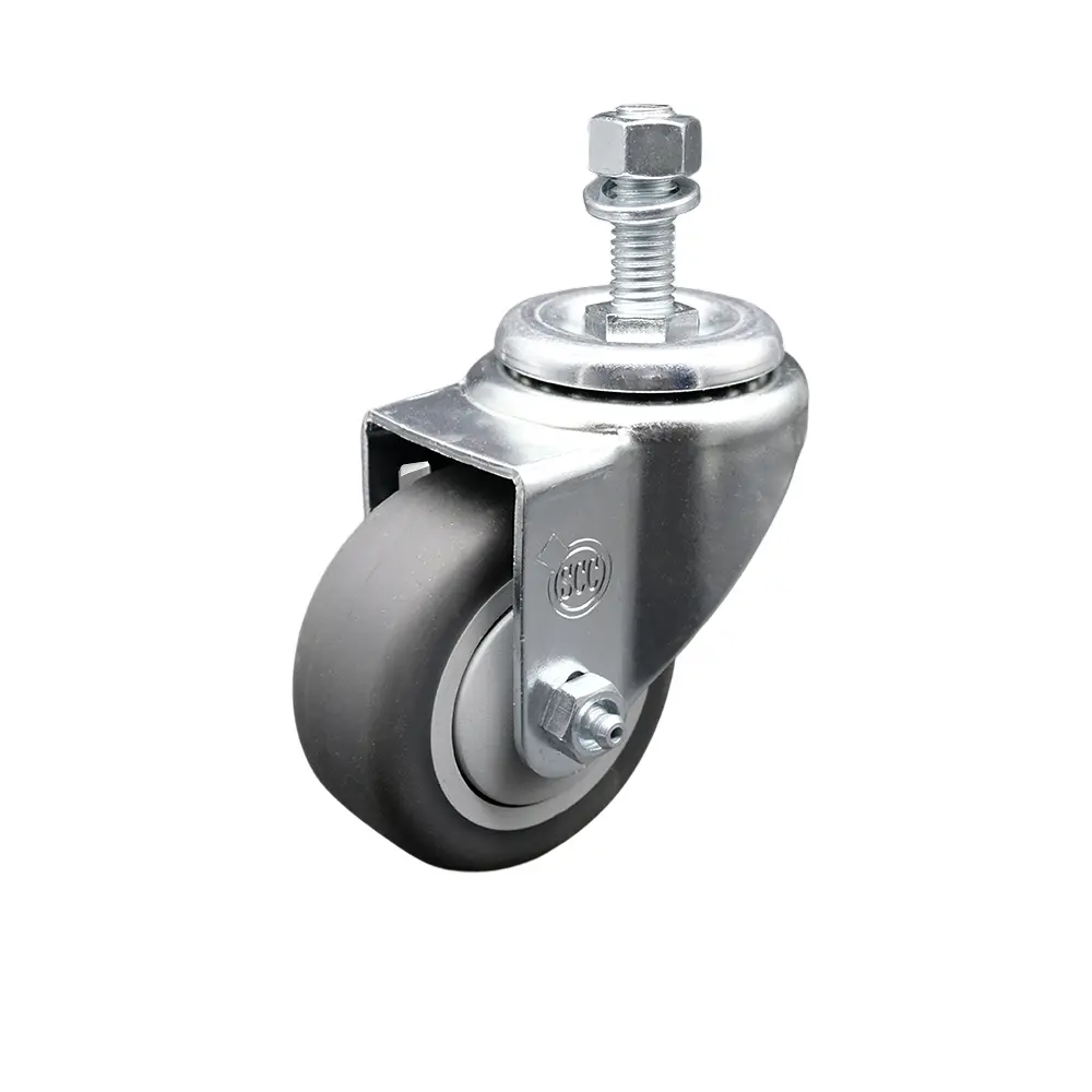 Service Caster SCC-TS20S3514-TPRB-121315 Thermoplastic Rubber Swivel Threaded Stem Caster - 3.5 x 1.25 in. Gray Wheel & 0.5 in. Stem - 230 lbs Capacity per Caster