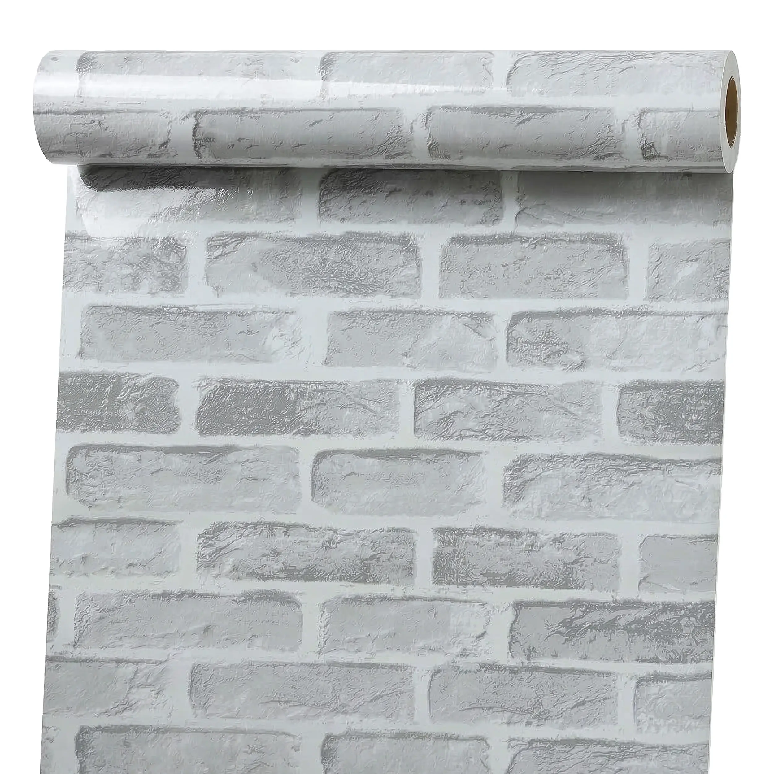 OUXON 3D Brick Self-Adhesive Wallpaper - Renter-Friendly Waterproof PVC Vinyl Contact Paper with Grid Guide, Easy-Install Rustic Modern Farmhouse Accent Wall 3D Material Wallpaper for Living Room, Bedroom, Renter Friendly Wallpaper