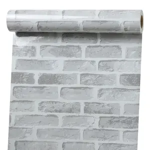OUXON 3D White Brick Peel-Stick Wallpaper, Easy-Install PVC Vinyl Contact Paper with Grid Guide, Rustic Modern Farmhouse Style for Living Room, Bedroom