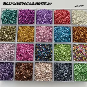 100g 3.53oz 1-4mm High-quality Irregular Broken Glass 20Colors for DIY Resin Crafts Nail Decoration Jewelry Making Home Decor Vase Filling No Box