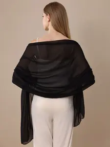 1 piece Women's Soft Solid Color Chiffon Shawl, Elegant Bridal Accessory, Outer Shawl for Banquet Evening Dresses & Wedding Dresses, Sun Protection Shawl for Outdoor Wear