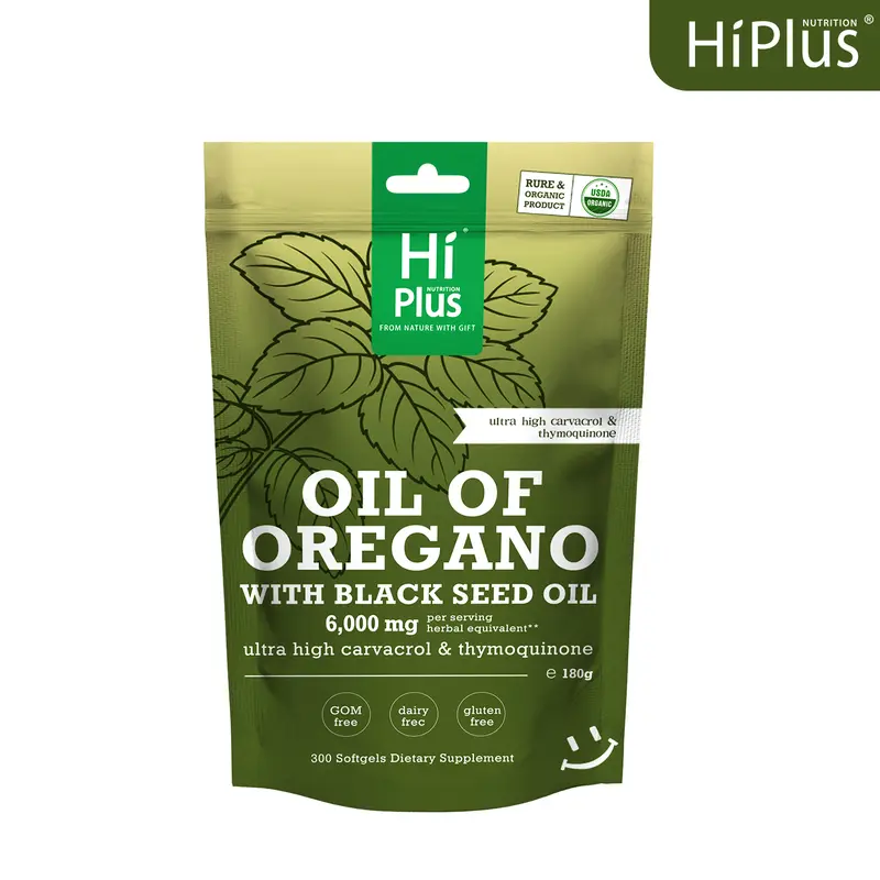 HiPlus Newellme 2-in-1 Oregano Oil + Black Seed Oil Natural Supplements Softgels, 6000mg 4X Strength, Gluten-Free Antioxidant, Carvacrol & Thymoquinone, Botanical Extracts Herbs, Plant-Based Non-GMO Immune Support, 300 Count