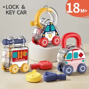 Montessori educational science set for infants, lock and key car toys, suitable for preschool children over 18 months old, travel toys for young children, sensory fine motor skills, gifts for boys and girls