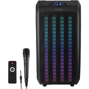 Supersonic IQ-8265BT Sound Traveler 20W Portable Backpack Speaker with Bluetooth 5.0 LED Lights True Wireless Stereo Rechargeable Battery Adjustable Straps Wired Microphone and Colorful Lights