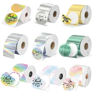 Rainbow Circle Labels Sticker Roll 2inch Compatible Thermal Printer Waterproof Alcohol-resistance Direct Thermal Label, Thermal Shipping Label, Thermal Printing Labels
