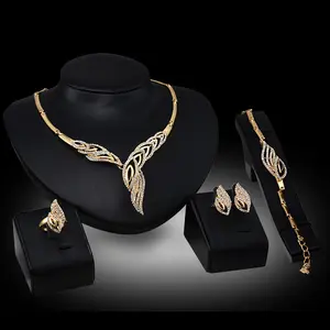Women's fashionable design metal earrings, necklaces, bracelets, and ring sets suitable for banquets and holiday gifts